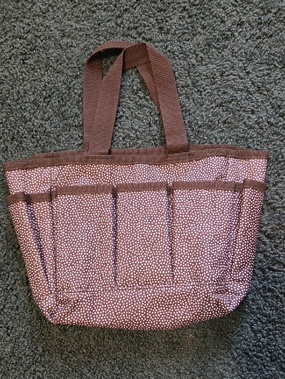 Thirty One Small Polka Dot Utility Organization Brown Tote Bag